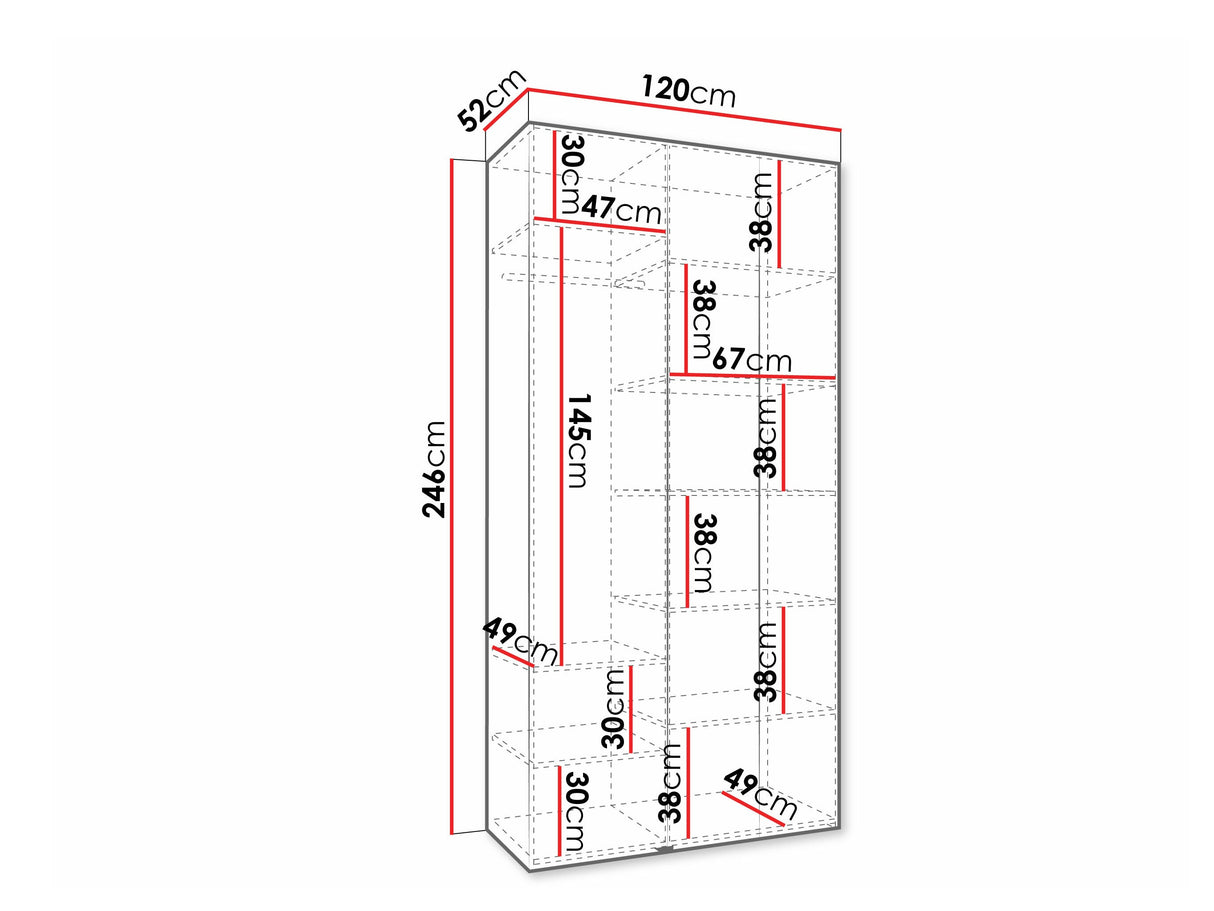 Gardróbszekrény Szafa COMO 3 120/130/140/150/160 (gł.40/50), Szín: Kasmír, Fogantyú színe: Fekete, Szélesség: 120 cm, Mélység: 52 cm, Fiókok: Nem