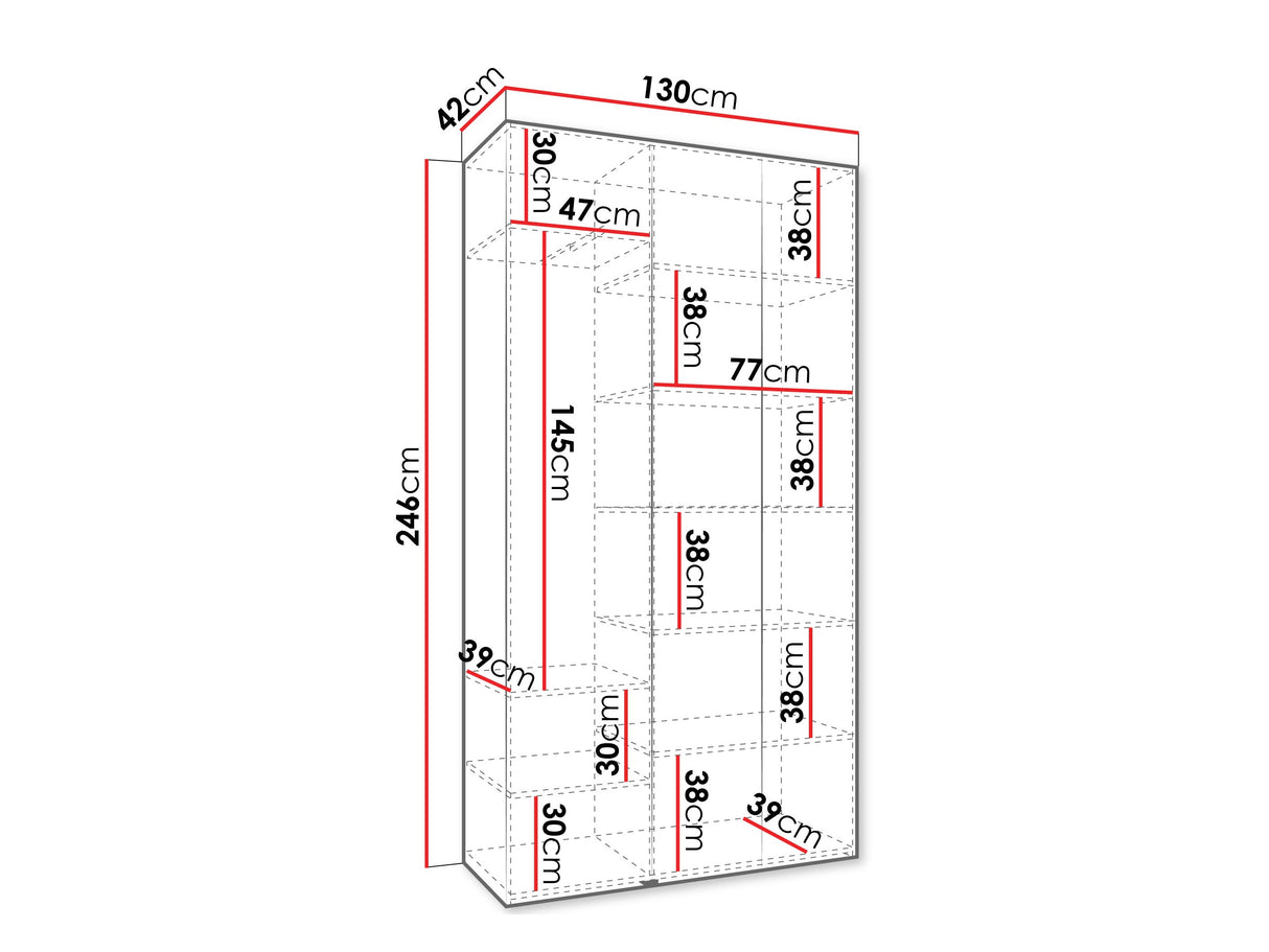 Gardróbszekrény Szafa COMO 3 120/130/140/150/160 (gł.40/50), Szín: Kasmír, Fogantyú színe: Fekete, Szélesség: 130 cm, Mélység: 42 cm, Fiókok: Nem