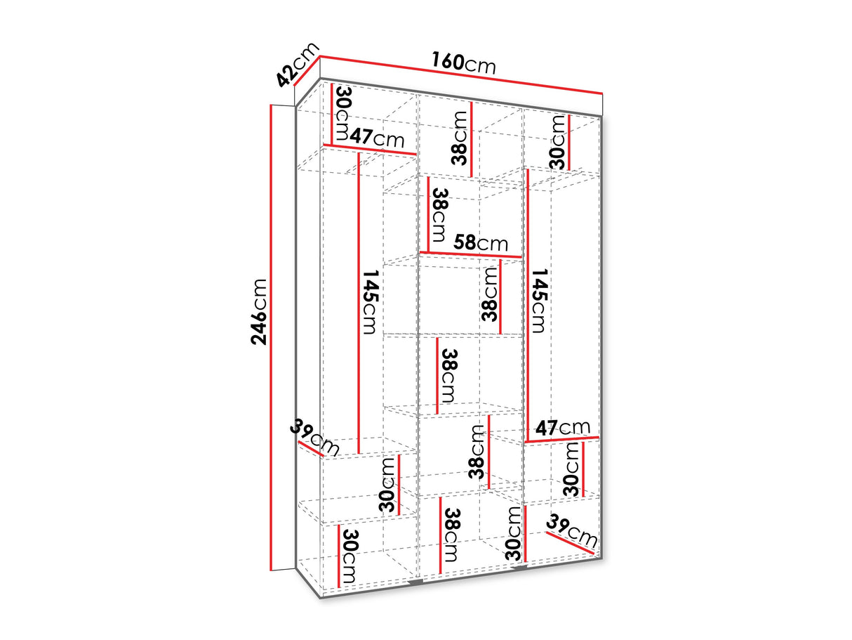 Gardróbszekrény Szafa COMO 3 120/130/140/150/160 (gł.40/50), Szín: Kasmír, Fogantyú színe: Fekete, Szélesség: 160 cm, Mélység: 42 cm, Fiókok: Nem