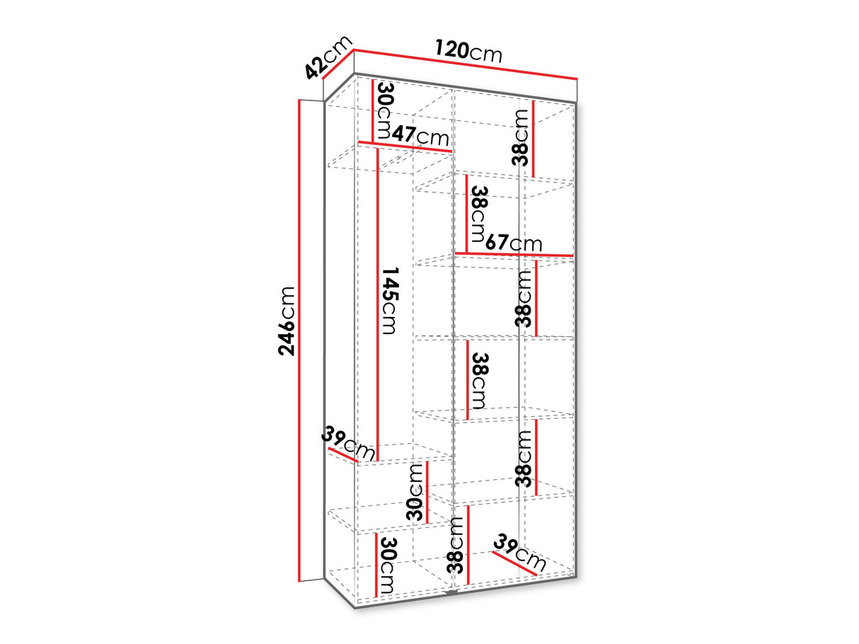 Gardróbszekrény Szafa COMO 3 120/130/140/150/160 (gł.40/50), Szín: Kasmír, Fogantyú színe: Aranysárga, Szélesség: 120 cm, Mélység: 42 cm, Fiókok: Nem