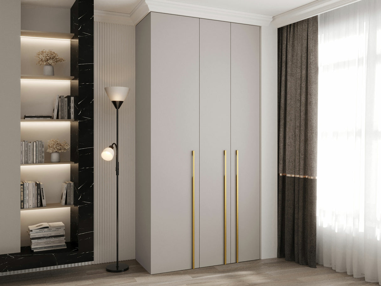 Gardróbszekrény Szafa COMO 3 120/130/140/150/160 (gł.40/50), Szín: Kasmír, Fogantyú színe: Aranysárga, Szélesség: 120 cm, Mélység: 52 cm, Fiókok: Igen