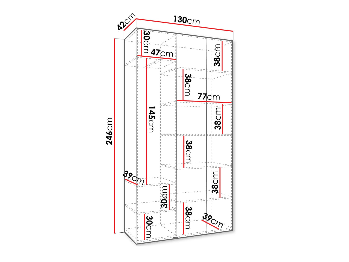 Gardróbszekrény Szafa COMO 3 120/130/140/150/160 (gł.40/50), Szín: Kasmír, Fogantyú színe: Aranysárga, Szélesség: 130 cm, Mélység: 42 cm, Fiókok: Nem