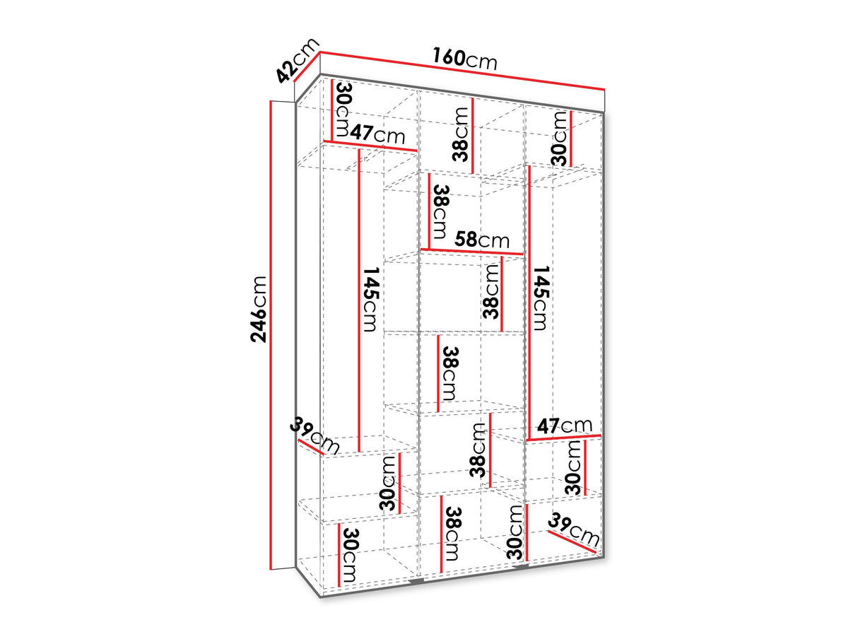 Gardróbszekrény Szafa COMO 3 120/130/140/150/160 (gł.40/50), Szín: Kasmír, Fogantyú színe: Aranysárga, Szélesség: 160 cm, Mélység: 42 cm, Fiókok: Nem