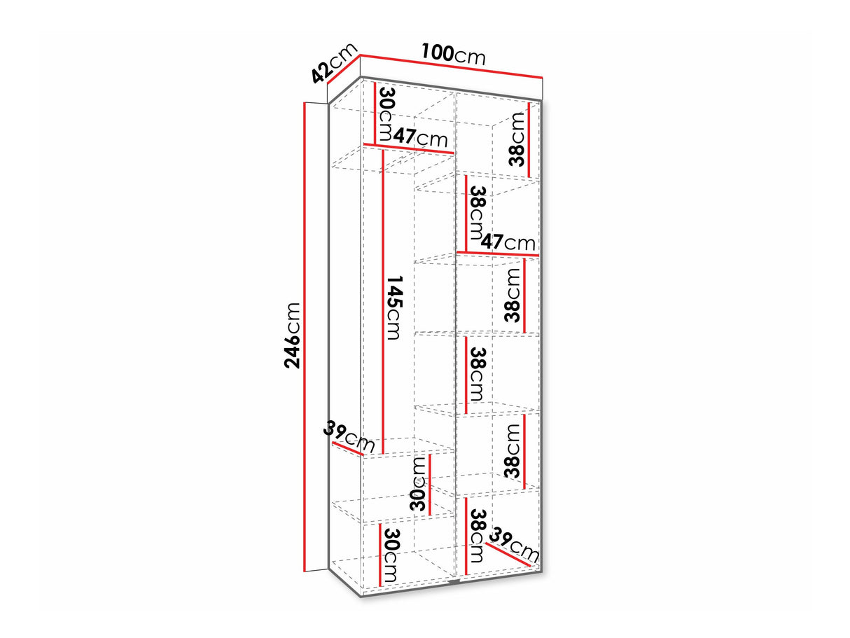Gardróbszekrény Szafa COMO 4 100/110 (gł.40/50), Szín: Kasmír, Fogantyú színe: Fekete, Fiókok: Nem, Szélesség: 100 cm, Mélység: 42 cm