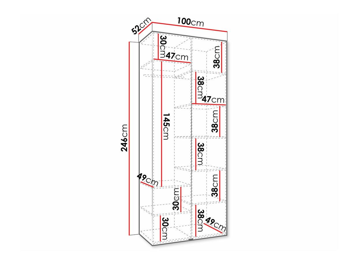 Gardróbszekrény Szafa COMO 4 100/110 (gł.40/50), Szín: Kasmír, Fogantyú színe: Fekete, Fiókok: Nem, Szélesség: 100 cm, Mélység: 52 cm