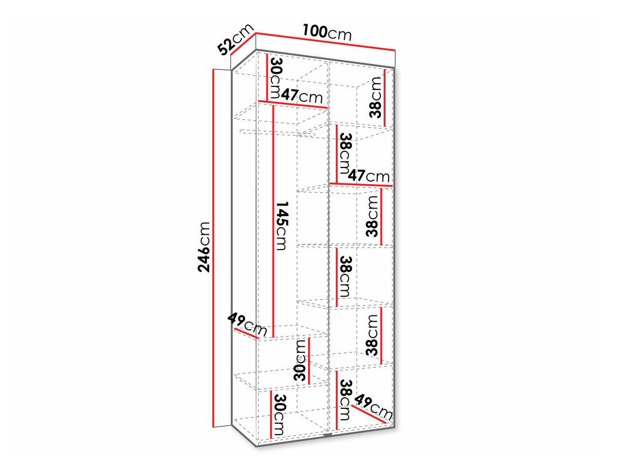 Gardróbszekrény Szafa COMO 4 100/110 (gł.40/50), Szín: Kasmír, Fogantyú színe: Aranysárga, Fiókok: Nem, Szélesség: 100 cm, Mélység: 52 cm