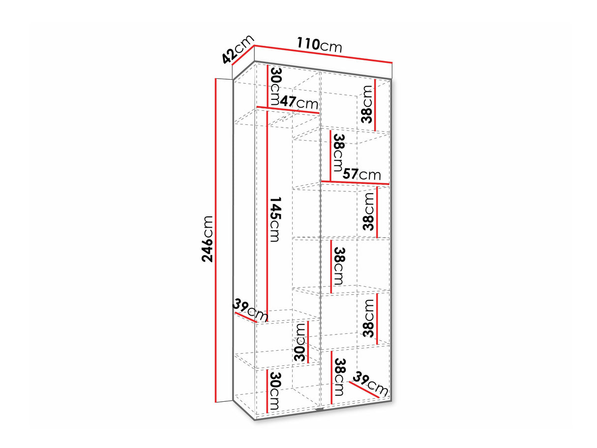 Gardróbszekrény Szafa COMO 4 100/110 (gł.40/50), Szín: Kasmír, Fogantyú színe: Aranysárga, Fiókok: Nem, Szélesség: 110 cm, Mélység: 42 cm