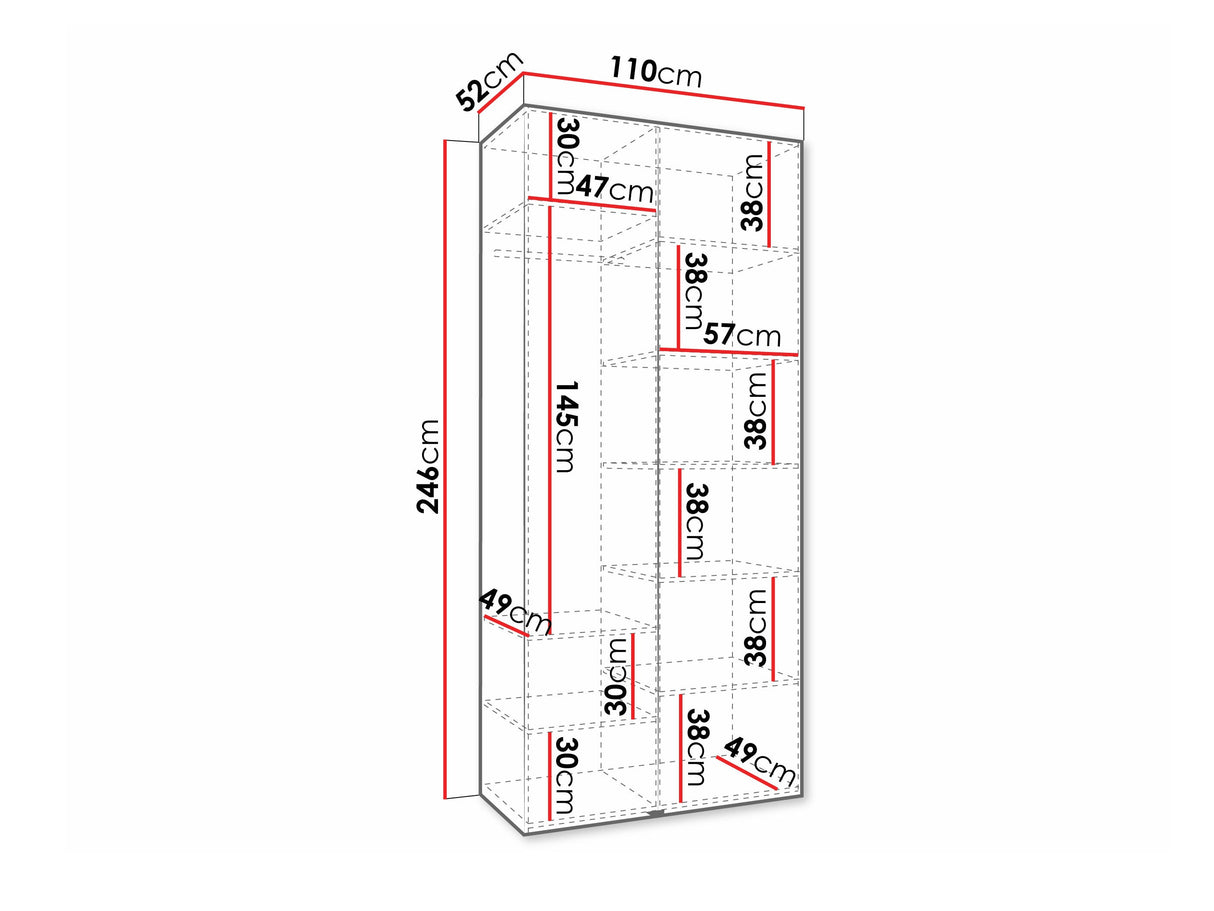 Gardróbszekrény Szafa COMO 4 100/110 (gł.40/50), Szín: Kasmír, Fogantyú színe: Aranysárga, Fiókok: Nem, Szélesség: 110 cm, Mélység: 52 cm
