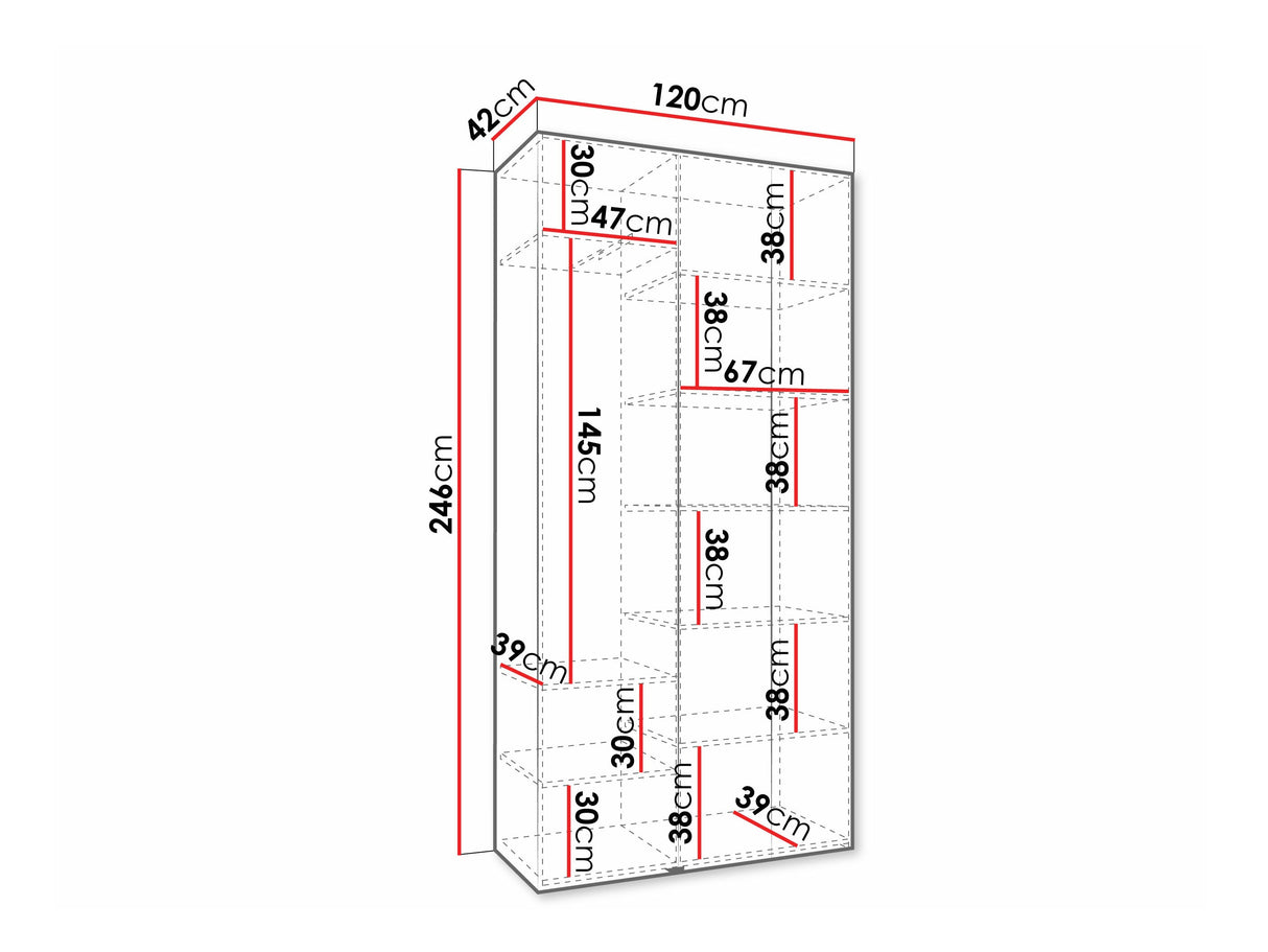 Gardróbszekrény Szafa COMO 4 120/130/140/150/160 (gł.40/50), Szín: Kasmír, Fogantyú színe: Fekete, Fiókok: Nem, Szélesség: 120 cm, Mélység: 42 cm