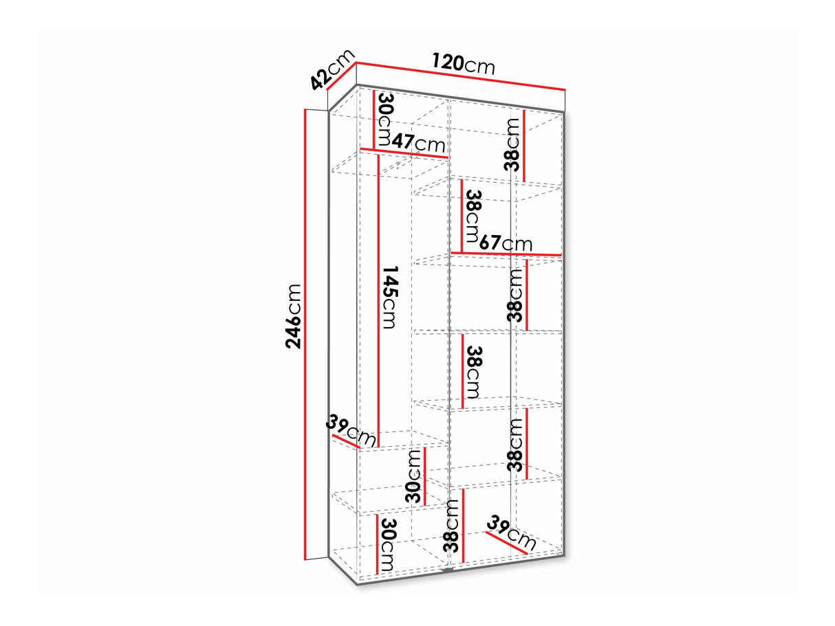 Gardróbszekrény Szafa COMO 4 120/130/140/150/160 (gł.40/50), Szín: Kasmír, Fogantyú színe: Aranysárga, Fiókok: Nem, Szélesség: 120 cm, Mélység: 42 cm