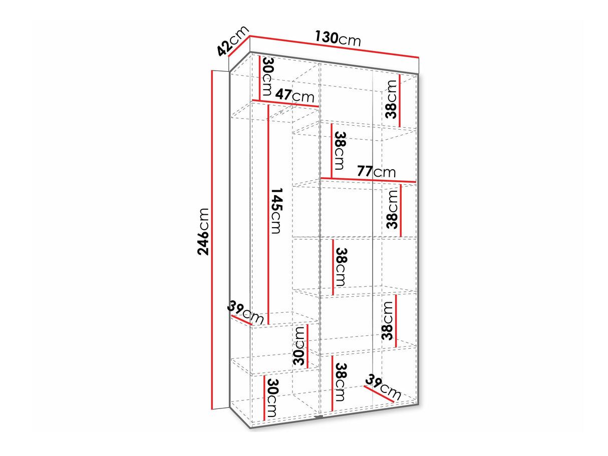 Gardróbszekrény Szafa COMO 4 120/130/140/150/160 (gł.40/50), Szín: Kasmír, Fogantyú színe: Fekete, Fiókok: Nem, Szélesség: 130 cm, Mélység: 42 cm