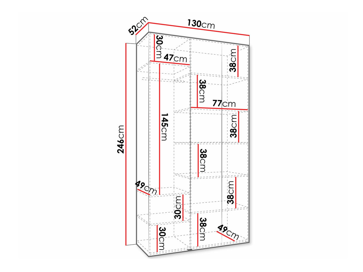 Gardróbszekrény Szafa COMO 4 120/130/140/150/160 (gł.40/50), Szín: Kasmír, Fogantyú színe: Fekete, Fiókok: Nem, Szélesség: 130 cm, Mélység: 52 cm