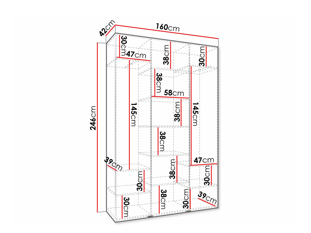 Gardróbszekrény Szafa COMO 4 120/130/140/150/160 (gł.40/50), Szín: Kasmír, Fogantyú színe: Fekete, Fiókok: Nem, Szélesség: 160 cm, Mélység: 42 cm