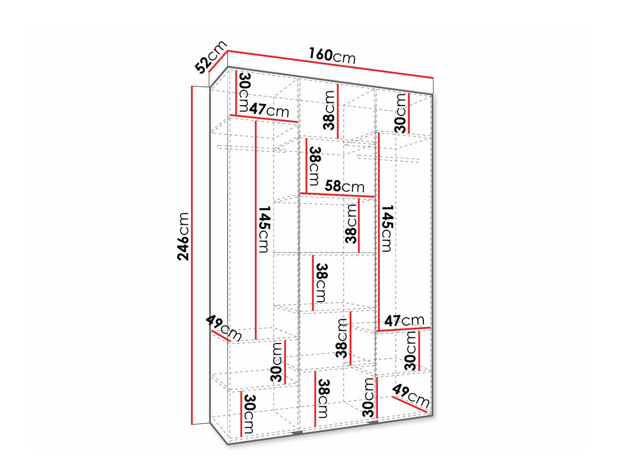 Gardróbszekrény Szafa COMO 4 120/130/140/150/160 (gł.40/50), Szín: Kasmír, Fogantyú színe: Fekete, Fiókok: Nem, Szélesség: 160 cm, Mélység: 52 cm