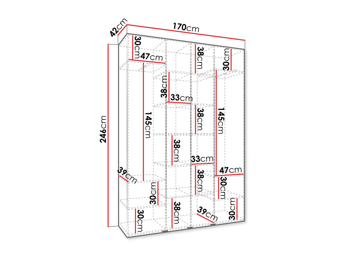 Gardróbszekrény Szafa COMO 4 170/180/190/200 (gł.40/50), Szín: Kasmír, Fogantyú színe: Aranysárga, Fiókok: Nem, Szélesség: 170 cm, Mélység: 42 cm