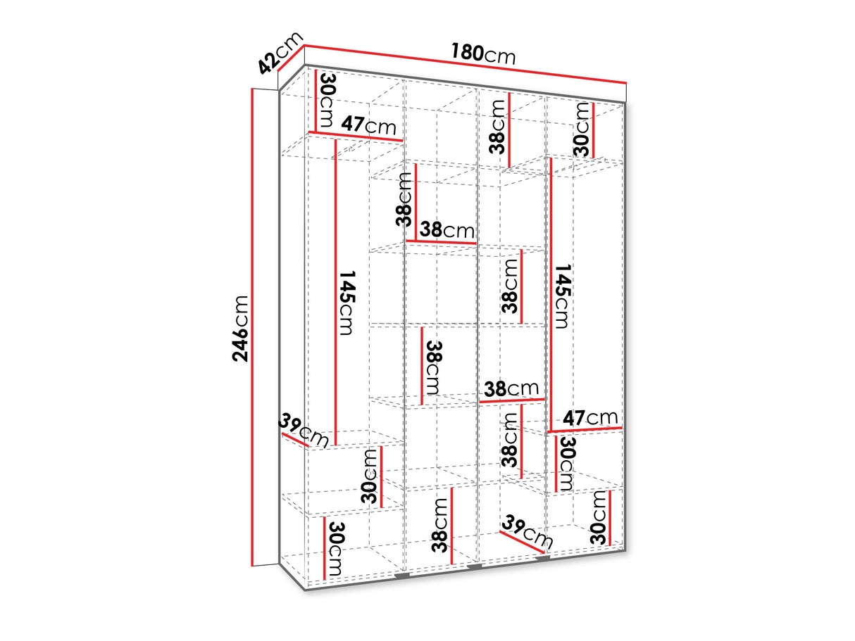 Gardróbszekrény Szafa COMO 4 170/180/190/200 (gł.40/50), Szín: Kasmír, Fogantyú színe: Aranysárga, Fiókok: Nem, Szélesség: 180 cm, Mélység: 42 cm