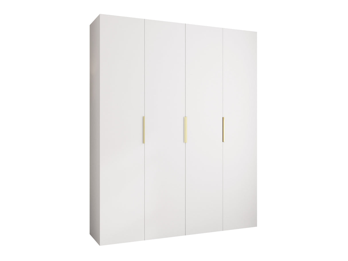 Gardróbszekrény Szafa COMO 4 170/180/190/200 (gł.40/50), Szín: Fehér, Fogantyú színe: Aranysárga, Fiókok: Igen, Szélesség: 200 cm, Mélység: 52 cm