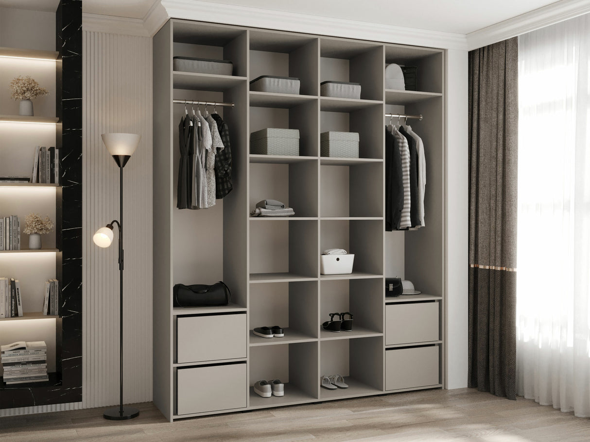 Gardróbszekrény Szafa COMO 4 170/180/190/200 (gł.40/50), Szín: Fehér, Fogantyú színe: Aranysárga, Fiókok: Igen, Szélesség: 200 cm, Mélység: 52 cm