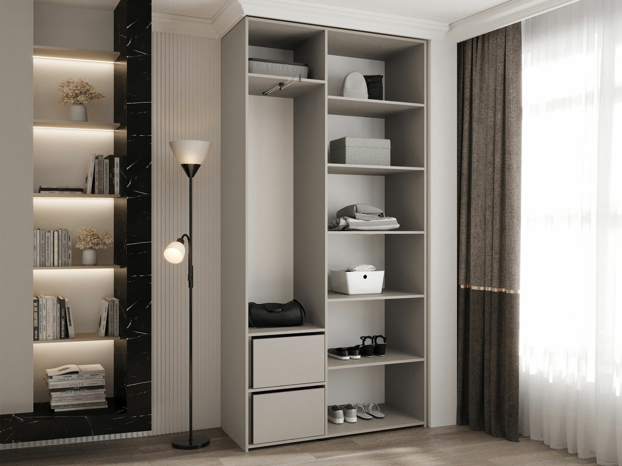 Gardróbszekrény Szafa COMO 1 120/130/140/150/160 (gł.42/52), Szín: Fehér, Fogantyú színe: Aranysárga, Fiókok: Igen, Szélesség: 120 cm, Mélység: 42 cm