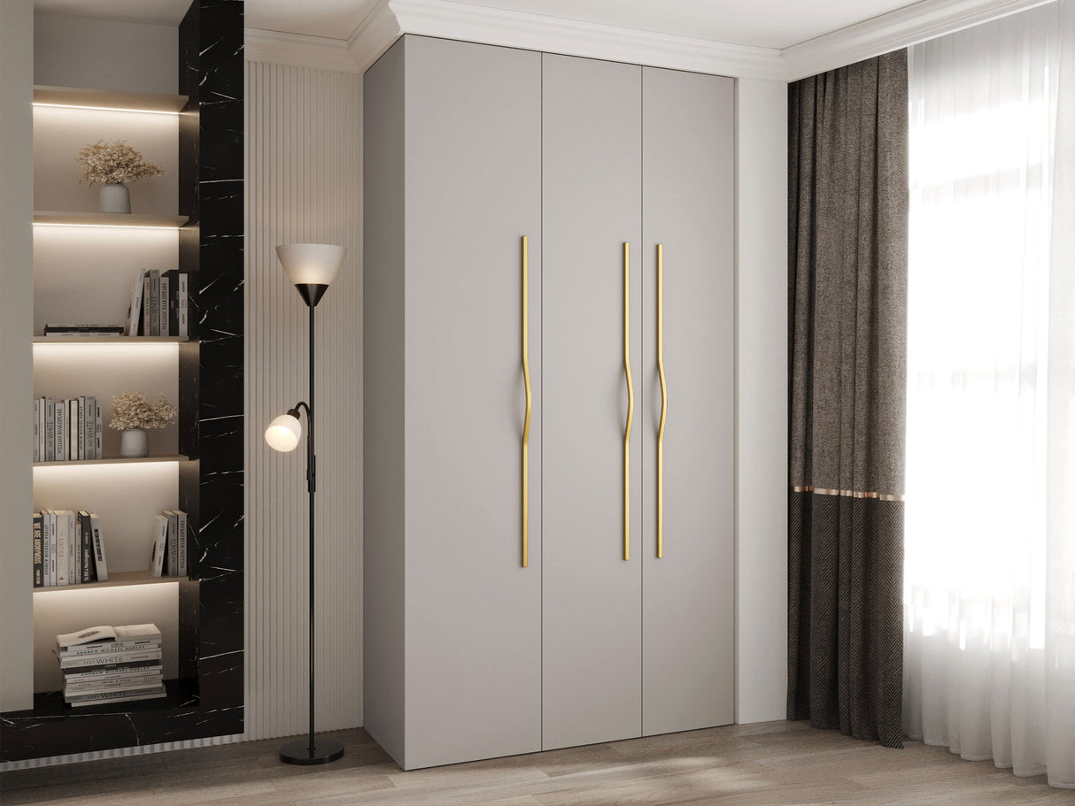 Gardróbszekrény Szafa COMO 2 120/130/140/150/160 (gł.40/50), Szín: Kasmír, Fogantyú színe: Aranysárga, Fiókok: Igen, Szélesség: 130 cm, Mélység: 42 cm