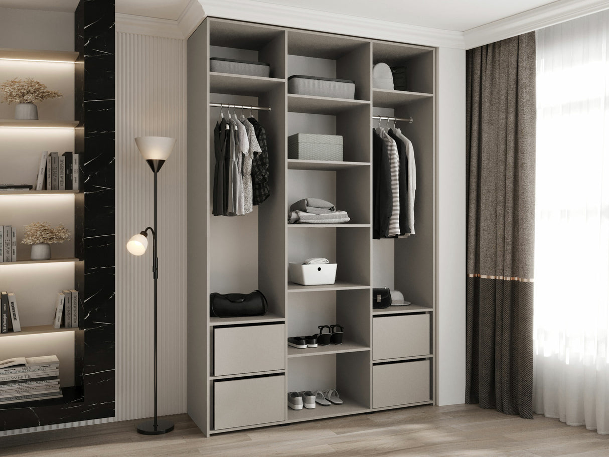 Gardróbszekrény Szafa COMO 2 120/130/140/150/160 (gł.40/50), Szín: Fehér, Fogantyú színe: Aranysárga, Fiókok: Igen, Szélesség: 160 cm, Mélység: 52 cm