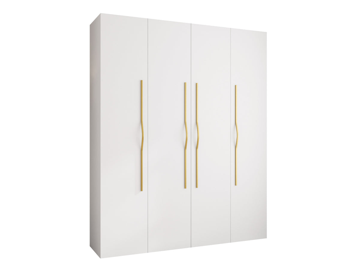 Gardróbszekrény Szafa COMO 2 170/180/190/200 (gł.40/50), Szín: Fehér, Fogantyú színe: Aranysárga, Fiókok: Igen, Szélesség: 200 cm, Mélység: 42 cm