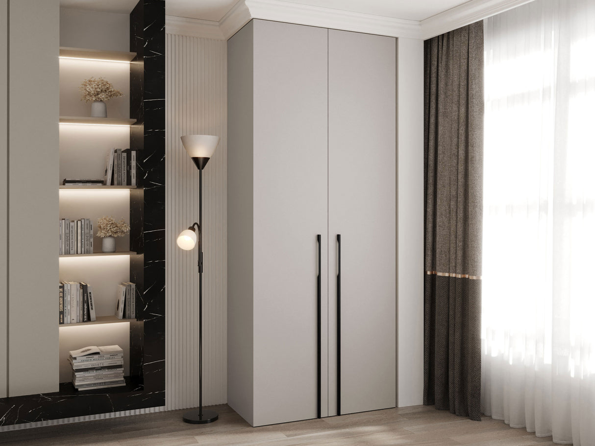 Gardróbszekrény Szafa COMO 3 100/110 (gł.40/50), Szín: Kasmír, Fogantyú színe: Fekete, Fiókok: Igen, Szélesség: 100 cm, Mélység: 42 cm