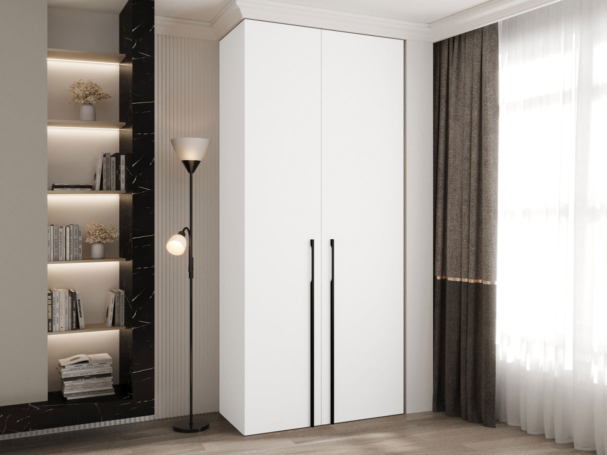 Gardróbszekrény Szafa COMO 3 100/110 (gł.40/50), Szín: Fehér, Fogantyú színe: Fekete, Fiókok: Igen, Szélesség: 110 cm, Mélység: 42 cm