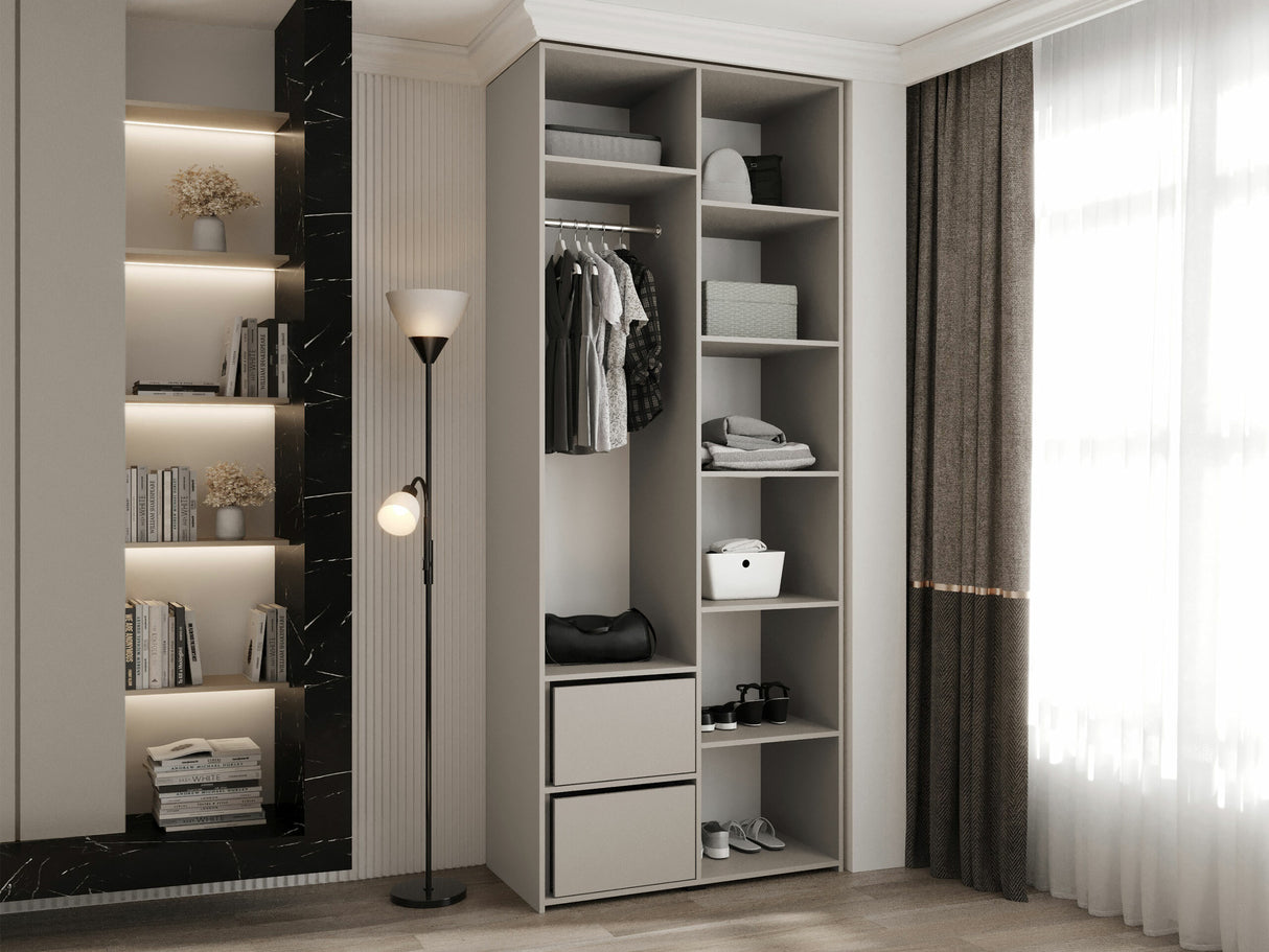 Gardróbszekrény Szafa COMO 3 100/110 (gł.40/50), Szín: Kasmír, Fogantyú színe: Fekete, Fiókok: Igen, Szélesség: 100 cm, Mélység: 52 cm