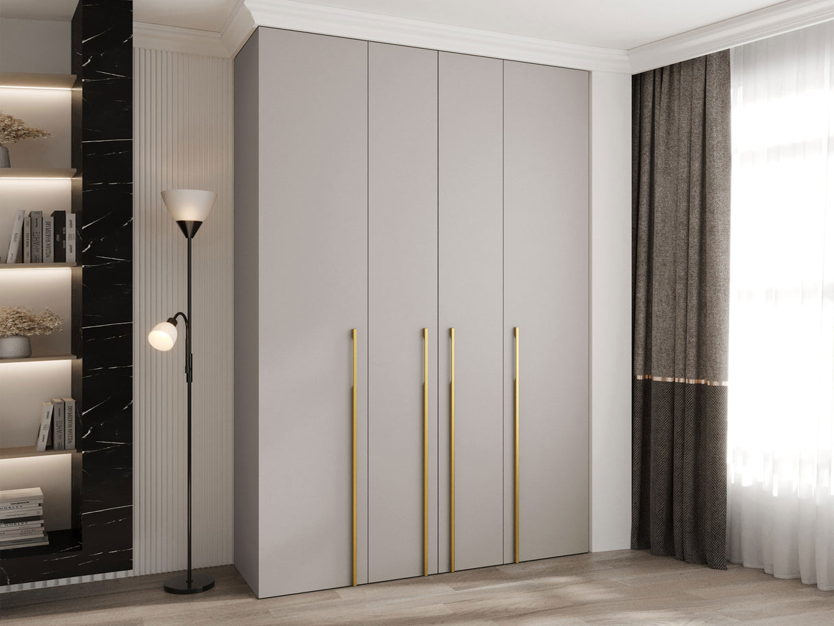 Gardróbszekrény Szafa COMO 3 170/180/190/200 (gł.40/50), Szín: Kasmír, Fogantyú színe: Aranysárga, Fiókok: Igen, Szélesség: 170 cm, Mélység: 52 cm