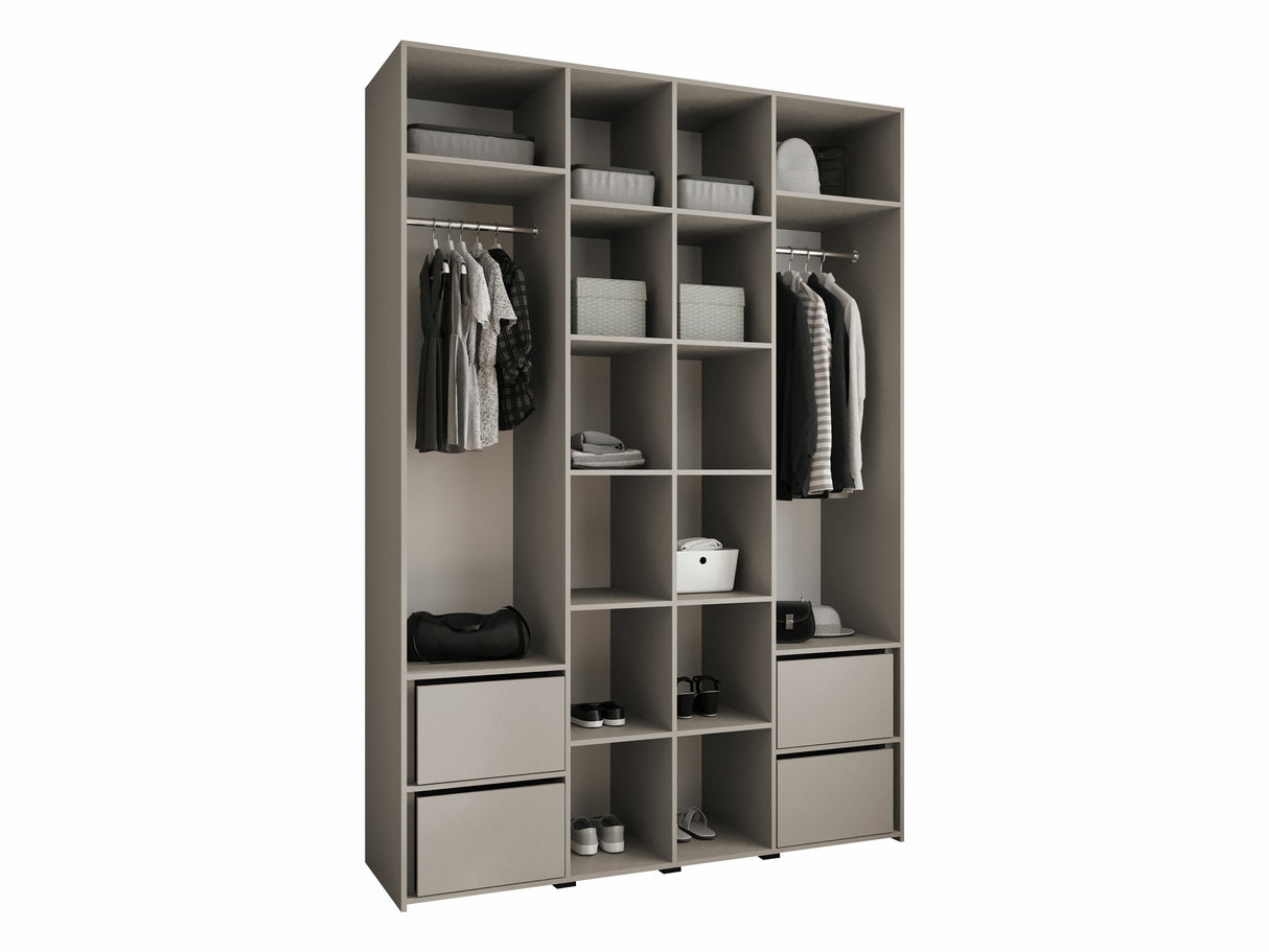 Gardróbszekrény Szafa COMO 3 170/180/190/200 (gł.40/50), Szín: Fehér, Fogantyú színe: Fekete, Fiókok: Igen, Szélesség: 170 cm, Mélység: 52 cm