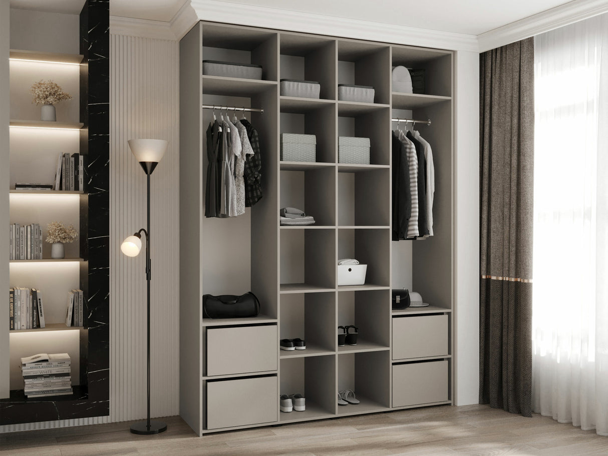 Gardróbszekrény Szafa COMO 3 170/180/190/200 (gł.40/50), Szín: Fehér, Fogantyú színe: Aranysárga, Fiókok: Igen, Szélesség: 180 cm, Mélység: 52 cm