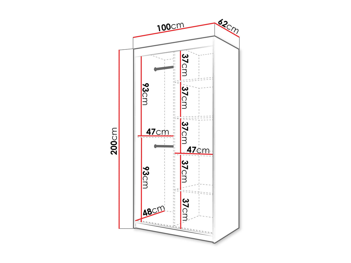 Gardróbszekrény Szafa 100 FLUTES, Szín: Fehér, Fiókok: Nem, Szélesség: 100 cm, Led világítás: Nem