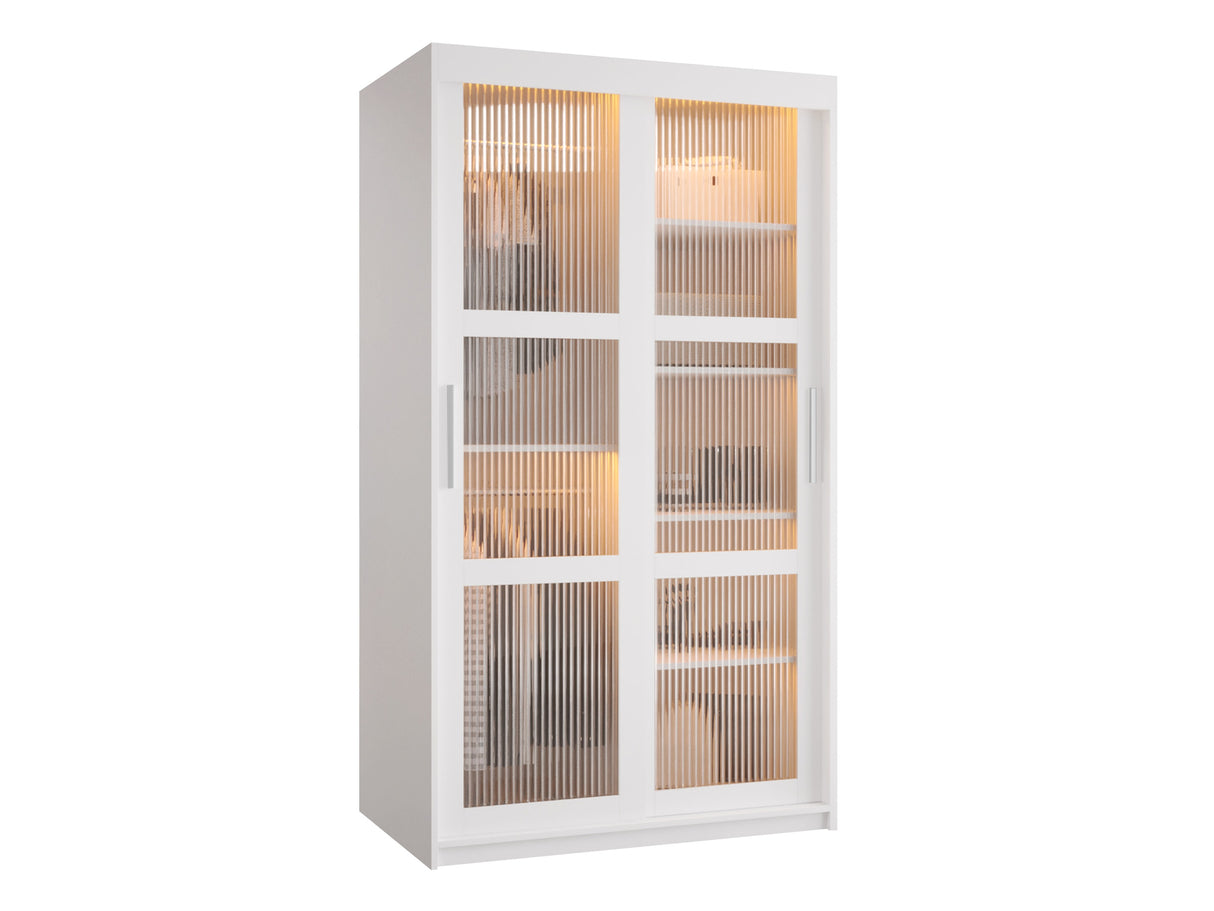 Gardróbszekrény Szafa 100 FLUTES, Szín: Fehér, Fiókok: Nem, Szélesség: 100 cm, Led világítás: Igen