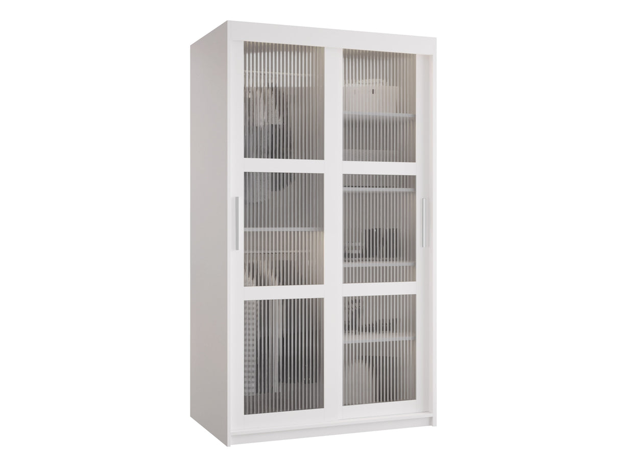 Gardróbszekrény Szafa 100 FLUTES, Szín: Fehér, Fiókok: Igen, Szélesség: 100 cm, Led világítás: Nem