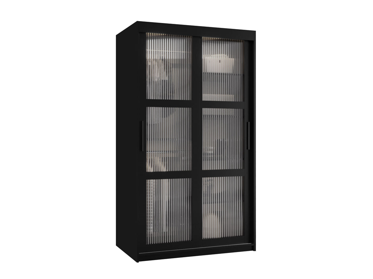 Gardróbszekrény Szafa 100 FLUTES, Szín: Fekete, Fiókok: Nem, Szélesség: 100 cm, Led világítás: Nem