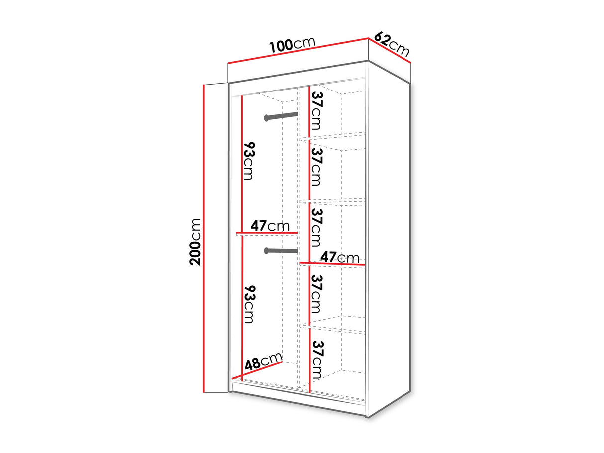 Gardróbszekrény Szafa 100 FLUTES, Szín: Fekete, Fiókok: Nem, Szélesség: 100 cm, Led világítás: Nem
