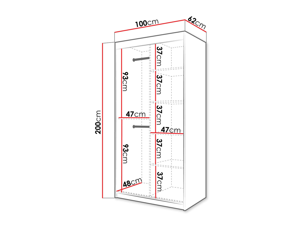 Gardróbszekrény Szafa 100 FLUTES, Szín: Fekete, Fiókok: Nem, Szélesség: 100 cm, Led világítás: Igen