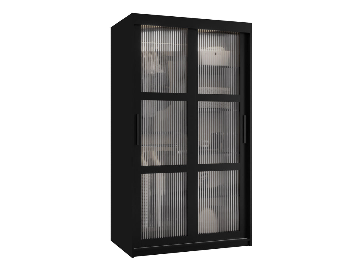 Gardróbszekrény Szafa 100 FLUTES, Szín: Fekete, Fiókok: Igen, Szélesség: 100 cm, Led világítás: Nem