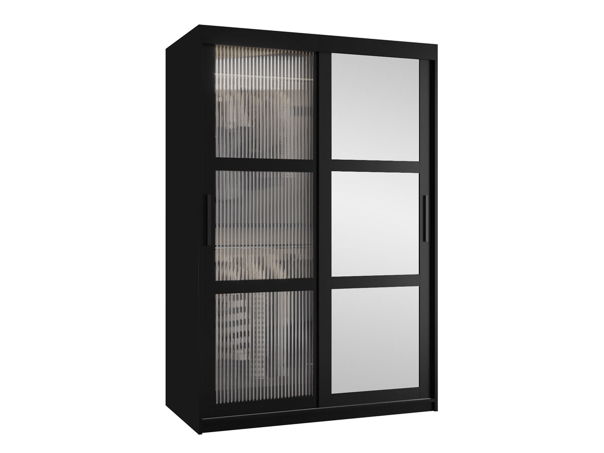 Gardróbszekrény Szafa 100 FLUTES 2, Szín: Fekete, Fiókok: Nem, Szélesség: 120 cm, Led világítás: Nem