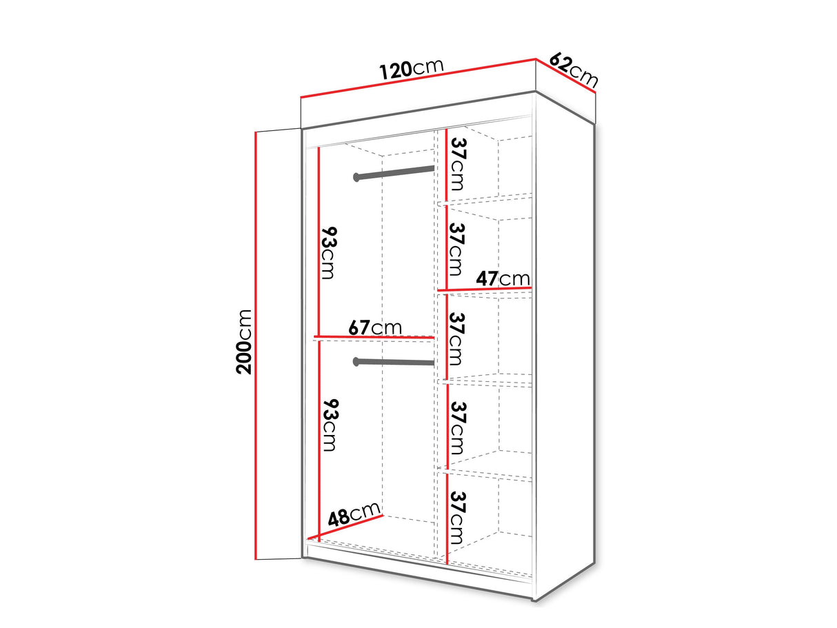 Gardróbszekrény Szafa 100 FLUTES 2, Szín: Fekete, Fiókok: Nem, Szélesség: 120 cm, Led világítás: Nem