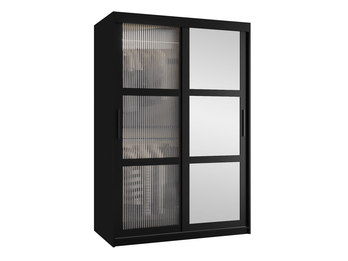 Gardróbszekrény Szafa 100 FLUTES 2, Szín: Fekete, Fiókok: Igen, Szélesség: 120 cm, Led világítás: Nem