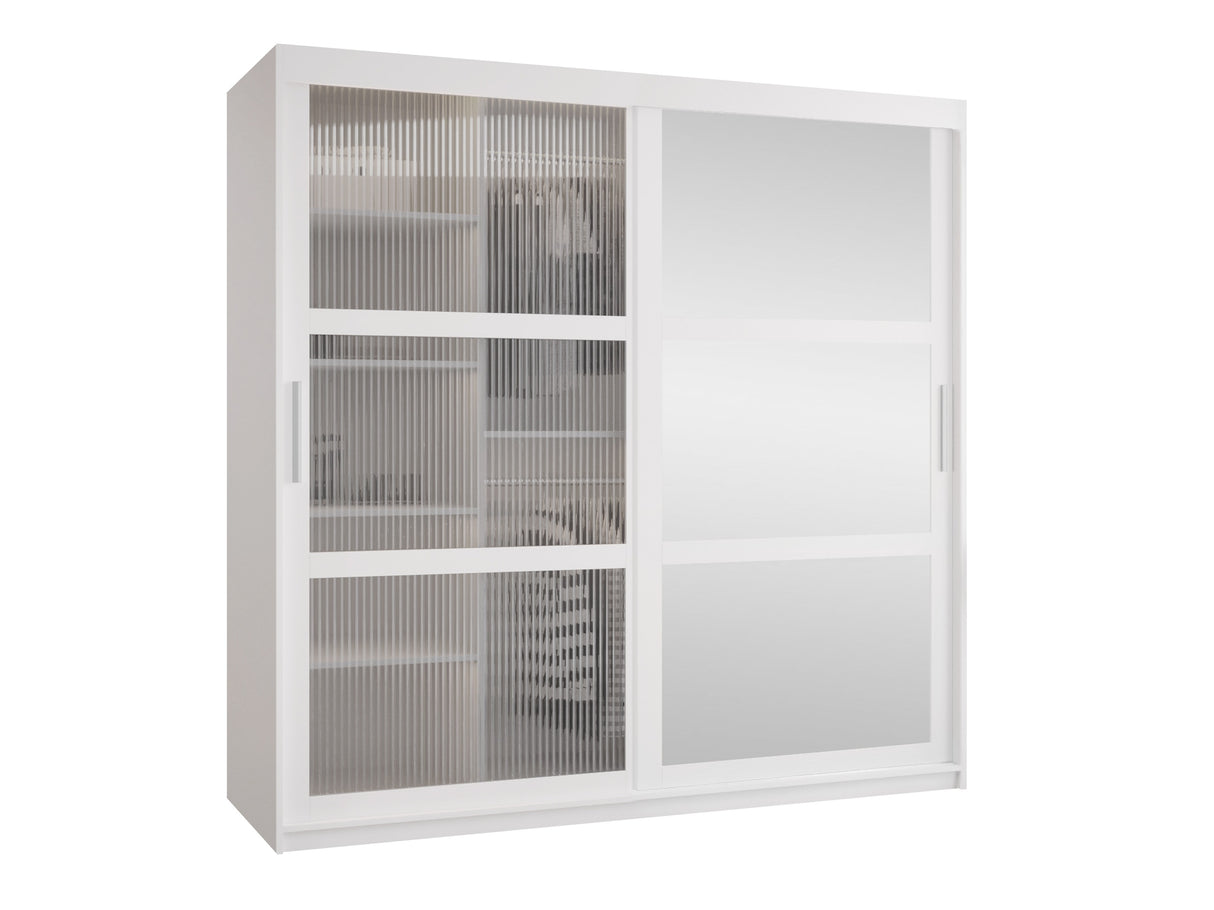 Gardróbszekrény Szafa 100 FLUTES 2, Szín: Fehér, Fiókok: Igen, Szélesség: 180 cm, Led világítás: Nem