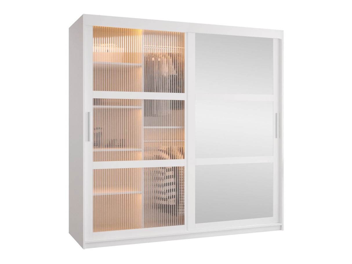 Gardróbszekrény Szafa 100 FLUTES 2, Szín: Fehér, Fiókok: Igen, Szélesség: 180 cm, Led világítás: Igen