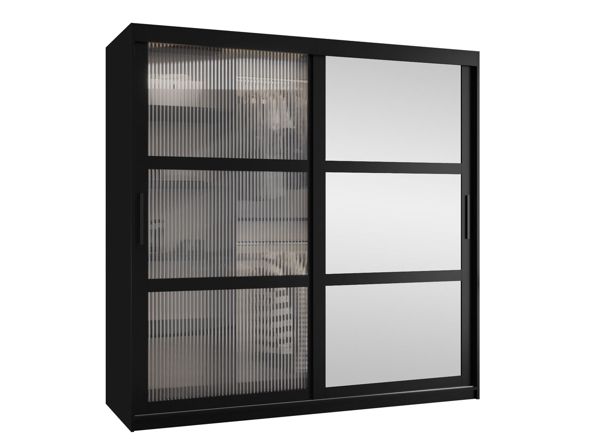 Gardróbszekrény Szafa 100 FLUTES 2, Szín: Fekete, Fiókok: Nem, Szélesség: 180 cm, Led világítás: Nem