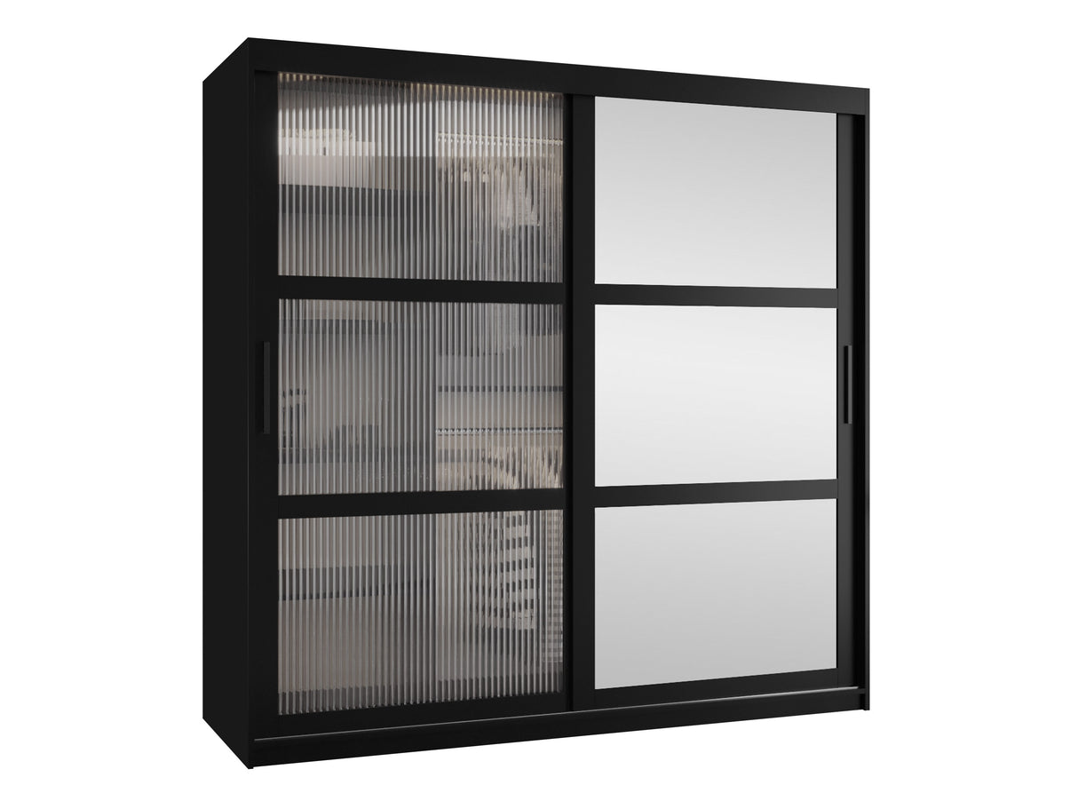 Gardróbszekrény Szafa 100 FLUTES 2, Szín: Fekete, Fiókok: Igen, Szélesség: 180 cm, Led világítás: Nem