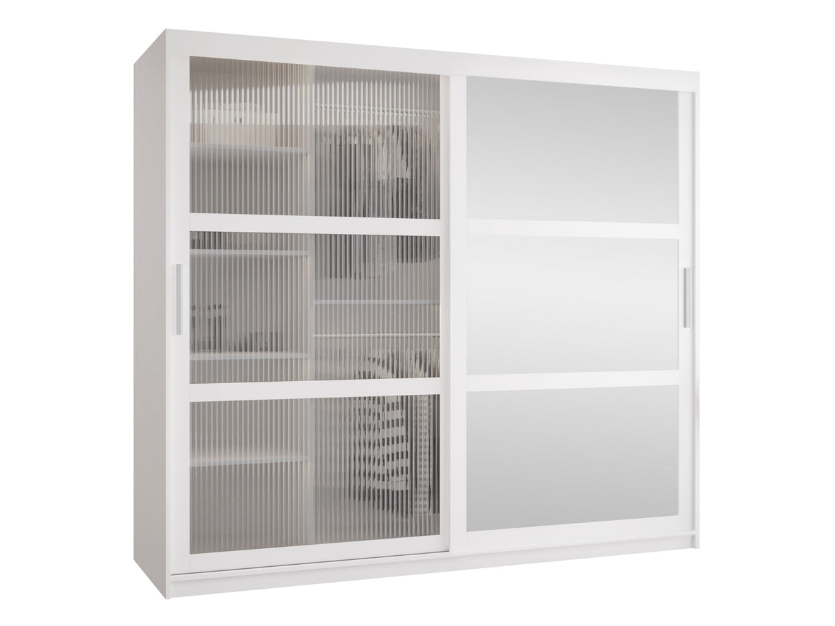 Gardróbszekrény Szafa 100 FLUTES 2, Szín: Fehér, Fiókok: Nem, Szélesség: 200 cm, Led világítás: Nem