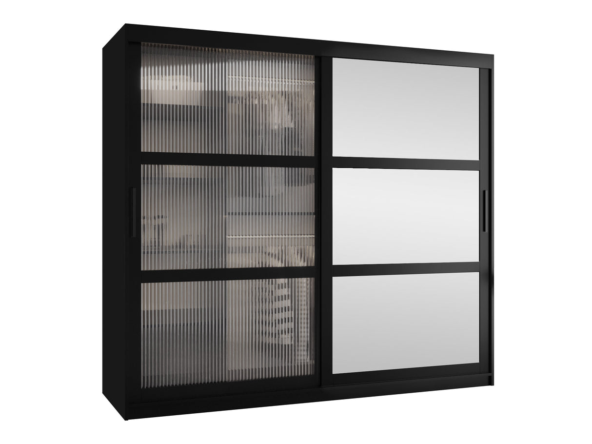 Gardróbszekrény Szafa 100 FLUTES 2, Szín: Fekete, Fiókok: Nem, Szélesség: 200 cm, Led világítás: Nem