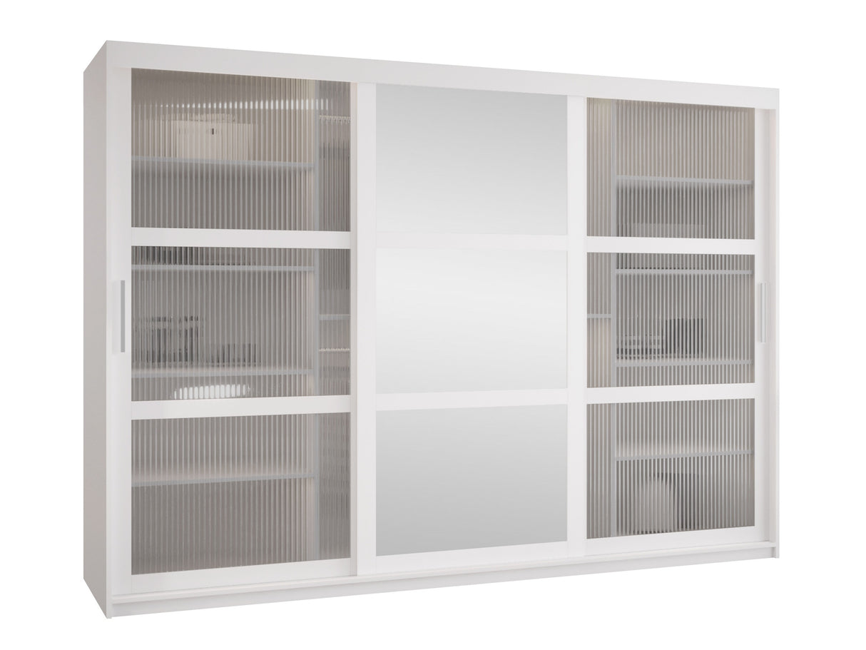 Gardróbszekrény Szafa 100 FLUTES 2, Szín: Fehér, Fiókok: Nem, Szélesség: 250 cm, Led világítás: Nem