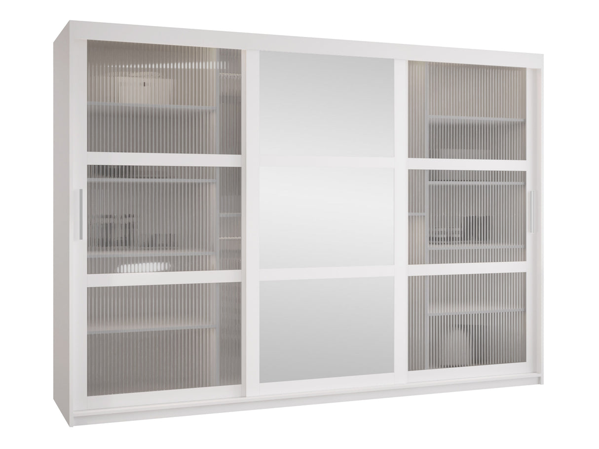 Gardróbszekrény Szafa 100 FLUTES 2, Szín: Fehér, Fiókok: Igen, Szélesség: 250 cm, Led világítás: Nem